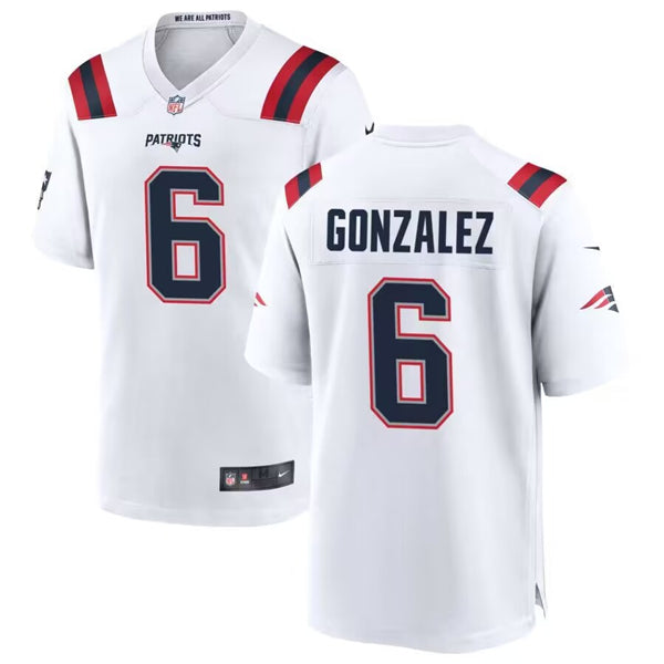 Christian Gonzalez New England Patriots white Game jersey