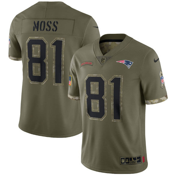Randy Moss New England Patriots olive Salute To Service jersey