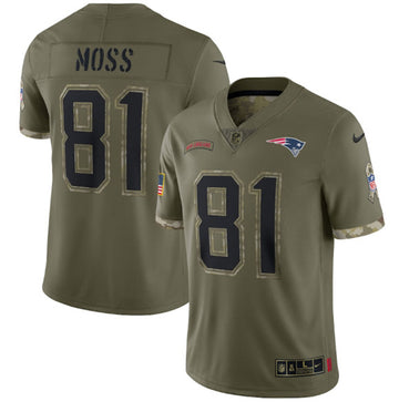 Randy Moss New England Patriots olive Salute To Service jersey