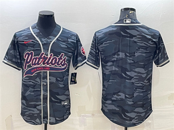 Custom New England Patriots gray Camo jersey