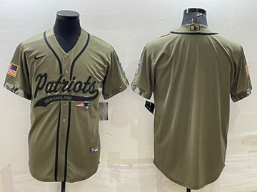 Custom New England Patriots olive Salute To Service jersey