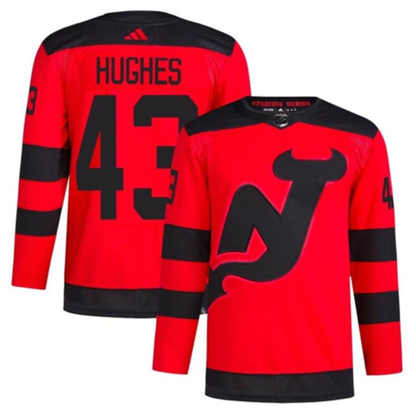 Luke Hughes New Jersey Devils red Stadium Series jersey
