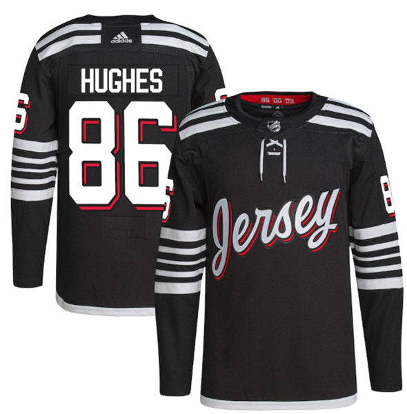 Jack Hughes New Jersey Devils black jersey