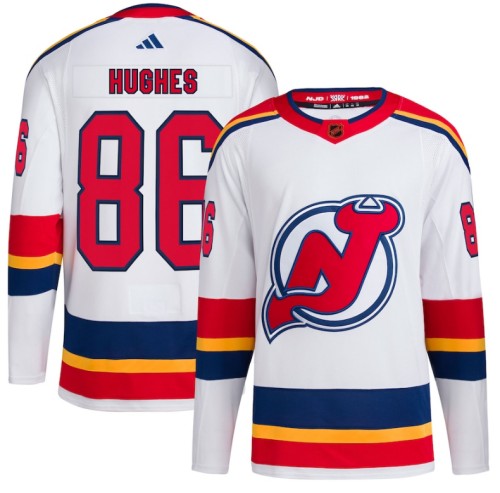 Jack Hughes New Jersey Devils white Reverse Retro jersey