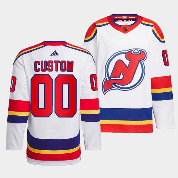 Custom New Jersey Devils white Reverse Retro jersey