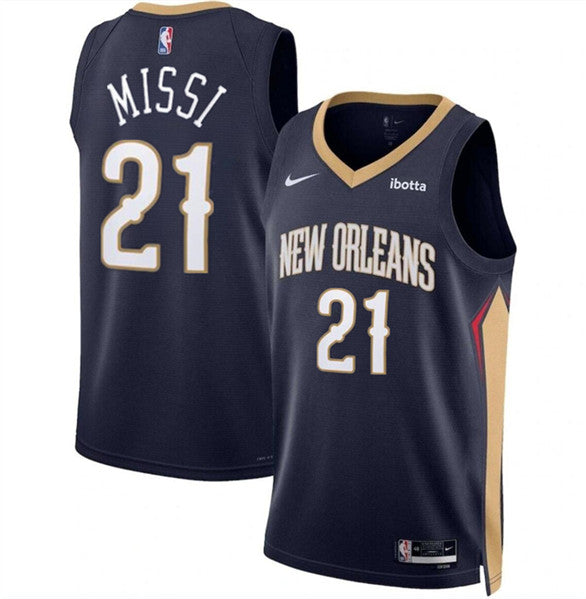 Yves Missi New Orleans Pelicans navy jersey