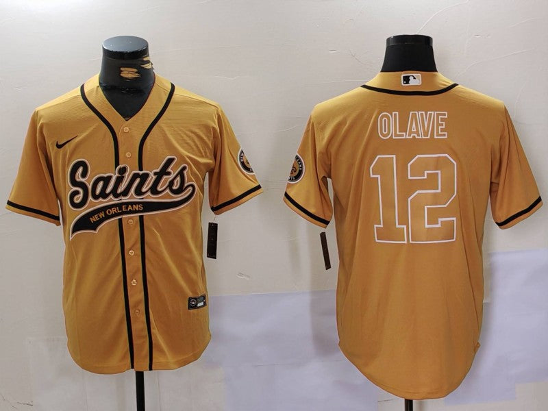 Chris Olave New Orleans Saints gold jersey