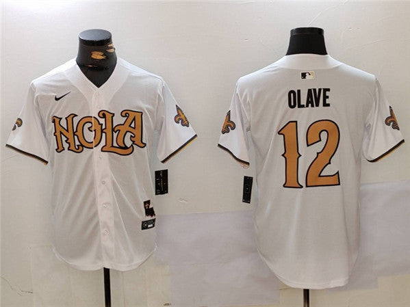Chris Olave New Orleans Saints white jersey