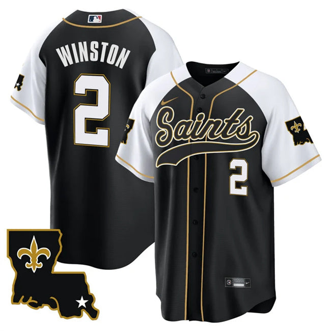 Jameis Winston New Orleans Saints black-white jersey