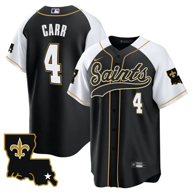 Derek Carr New Orleans Saints black-white jersey