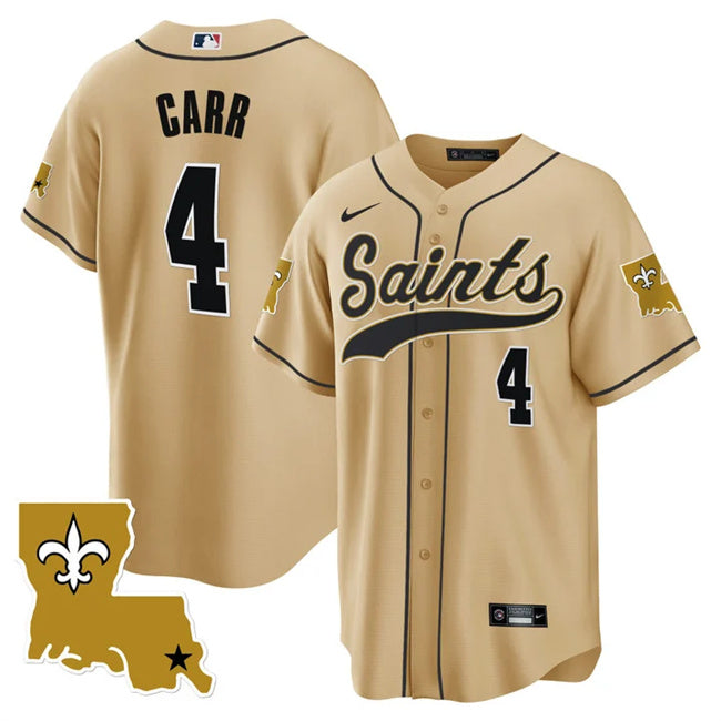 Derek Carr New Orleans Saints gold jersey