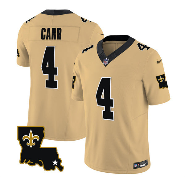 Derek Carr New Orleans Saints gold FUSE jersey