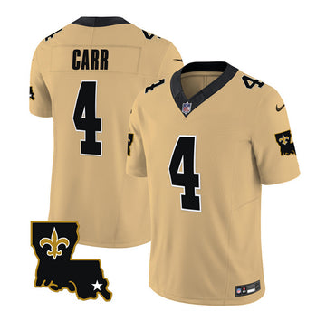 Derek Carr New Orleans Saints gold FUSE jersey