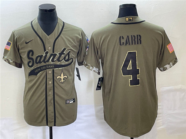 Derek Carr New Orleans Saints olive Salute To Service jersey