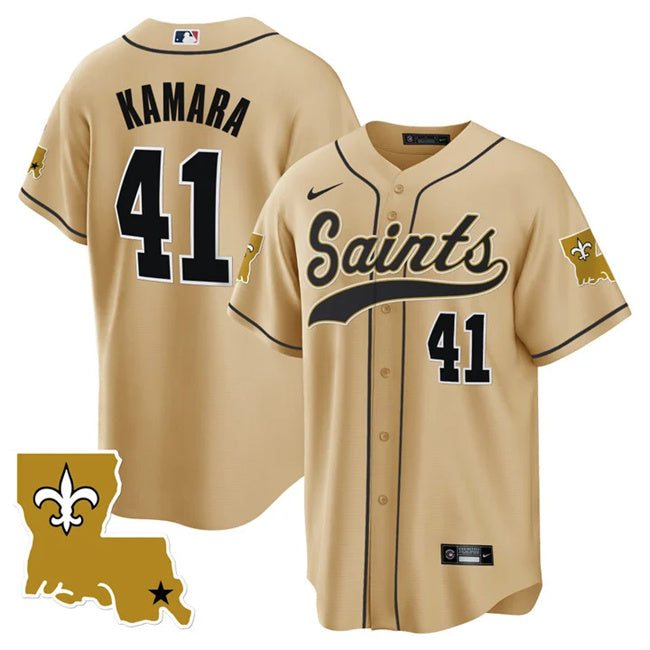 Alvin Kamara New Orleans Saints gold jersey