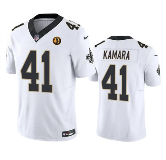 New Orleans Saints #41 Alvin Kamara White 2023 FUSE With John Madden Patch Jersey