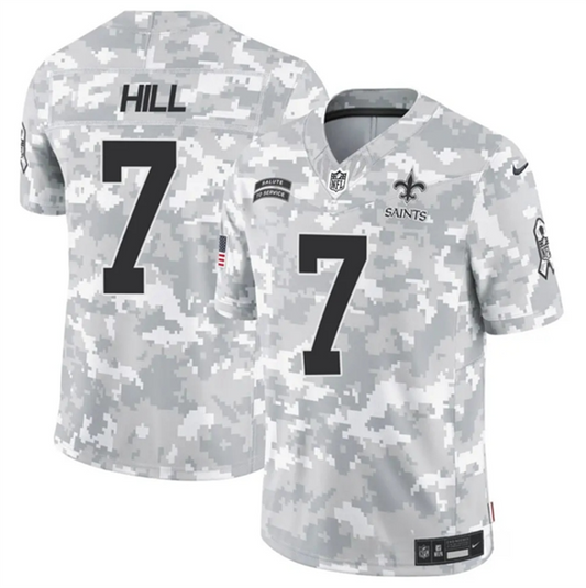 New Orleans Saints #7 Taysom Hill Arctic Camo 2024 FUSE Salute to Service Jersey