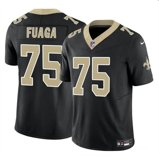 New Orleans Saints #75 Taliese Fuaga Black 2024 Draft FUSE Jersey