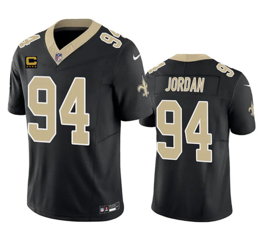 New Orleans Saints #94 Cameron Jordan Black 2023 FUSE With 4-Star C Patch Jersey
