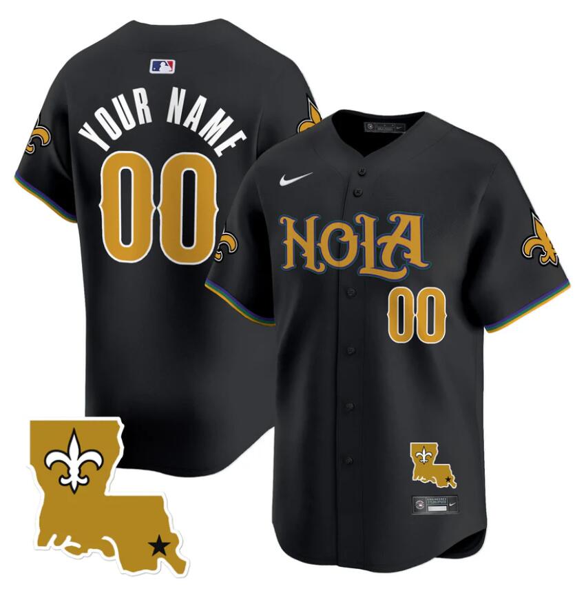 Custom New Orleans Saints black jersey