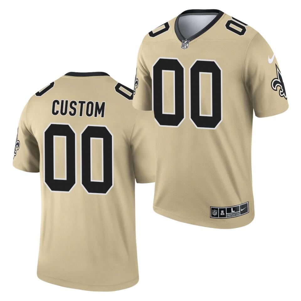 Custom New Orleans Saints gold Inverted Legend jersey