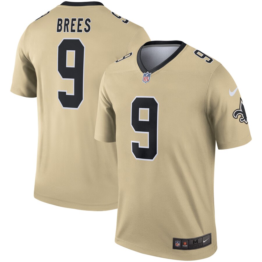 Drew Brees New Orleans Saints gold Inverted Legend jersey