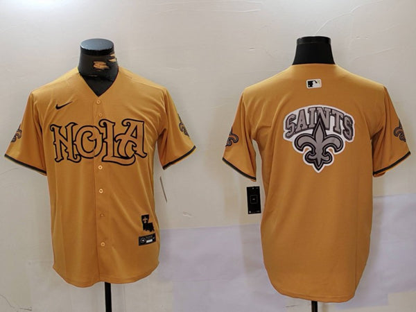 Team Big Logo New Orleans Saints gold jersey