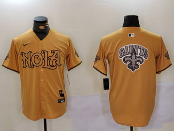 Team Big Logo New Orleans Saints gold jersey