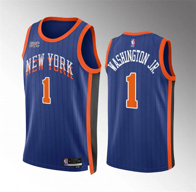 Duane Washington Jr New York Knicks blue City Edition jersey