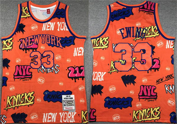Patrick Ewing New York Knicks orange Throwback jersey