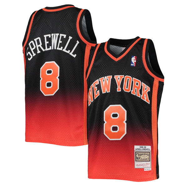 Latrell Sprewell New York Knicks orange-black Throwback jersey