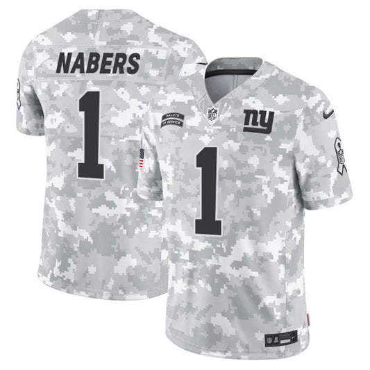 New York Giants #1 Malik Nabers 2024 FUSE Arctic Camo Salute to Service Jersey