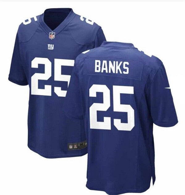Deonte Banks Rush New York Giants blue Game jersey