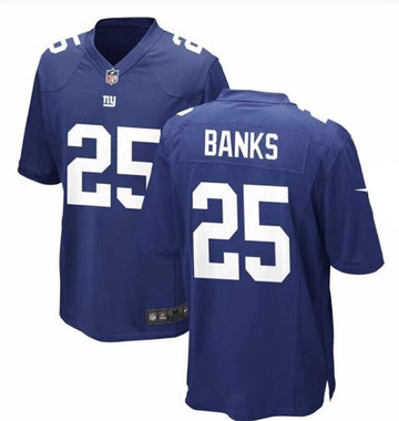 Deonte Banks Rush New York Giants blue Game jersey