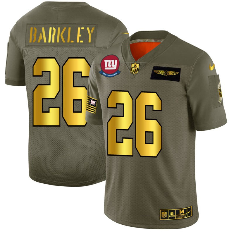Saquon Barkley New York Giants olive-gold Salute To Service jersey