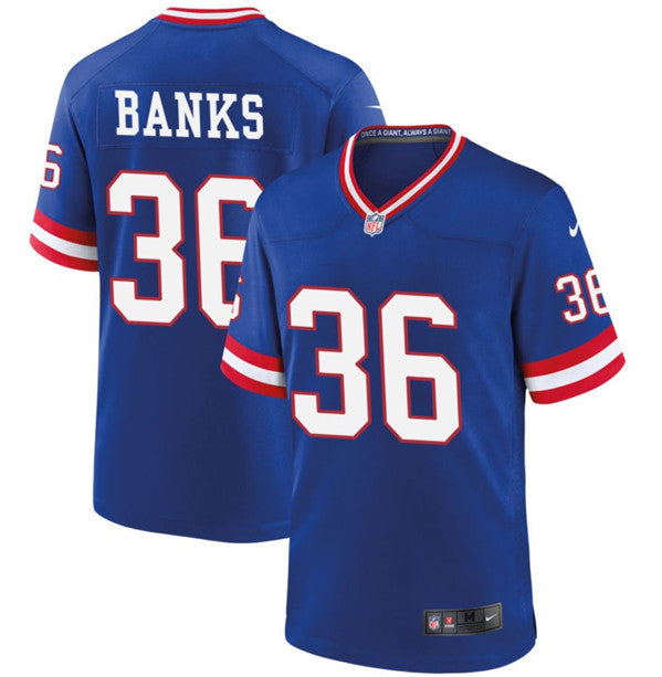 Deonte Banks New York Giants royal Game jersey