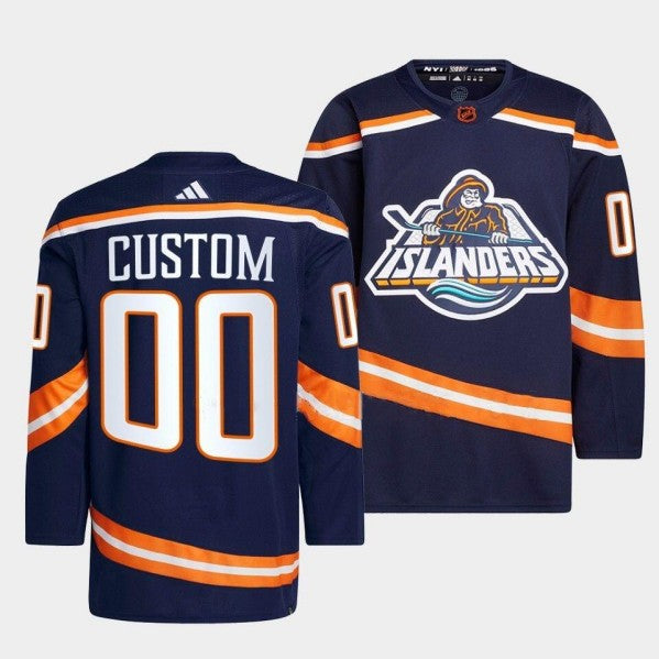 Custom New York Islanders navy Reverse Retro jersey