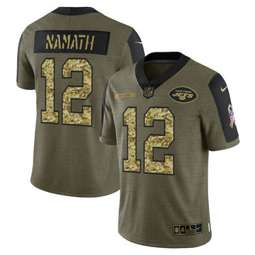 Joe Namath New York Jets olive Salute To Service jersey