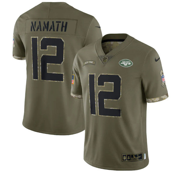 Joe Namath New York Jets olive Salute To Service jersey