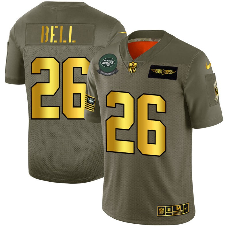 Le'Veon Bell New York Jets olive-gold Salute To Service jersey