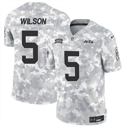 New York Jets #5 Garrett Wilson Arctic Camo 2024 FUSE Salute to Service Jersey