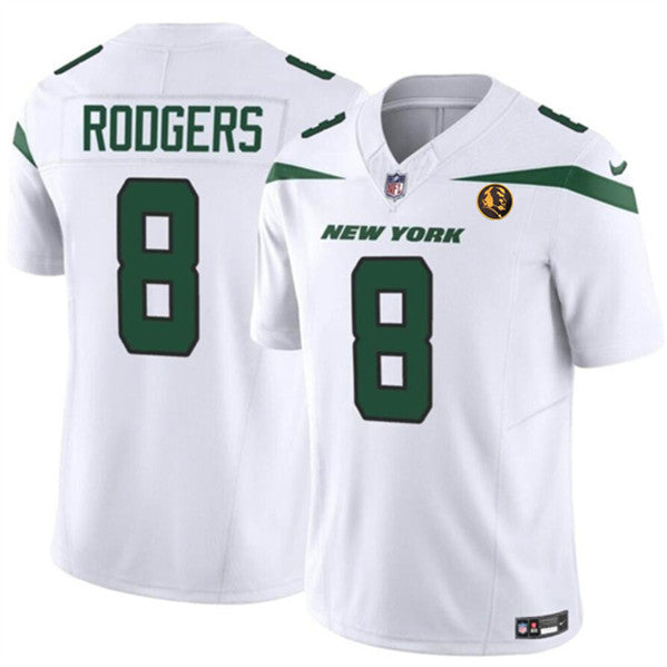 Aaron Rodgers New York Jets white FUSE jersey