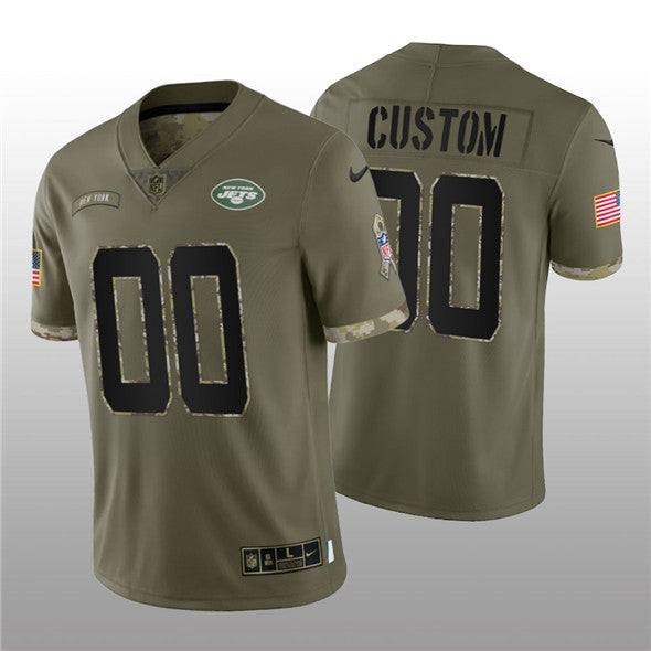 Custom New York Jets olive Salute To Service jersey