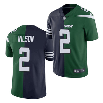 Custom New York Jets green-navy Split jersey