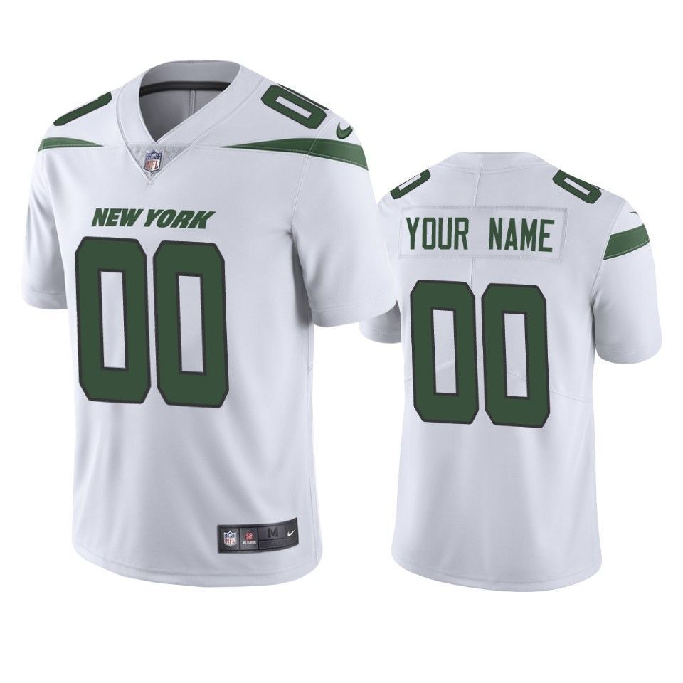 Custom New York Jets white Game jersey