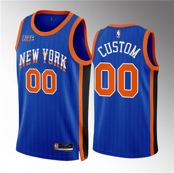 Custom New York Knicks blue City Edition jersey