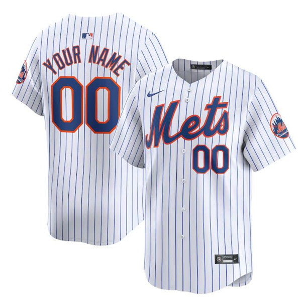 Custom New York Mets white Home jersey