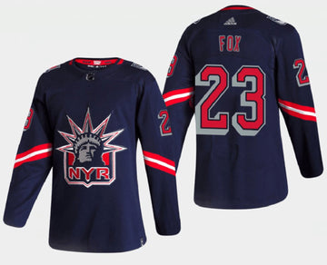 Adam Fox New York Rangers navy Reverse Retro jersey