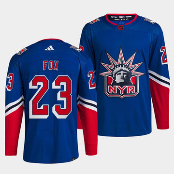 Adam Fox New York Rangers blue Reverse Retro jersey