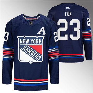 Adam Fox New York Rangers navy jersey